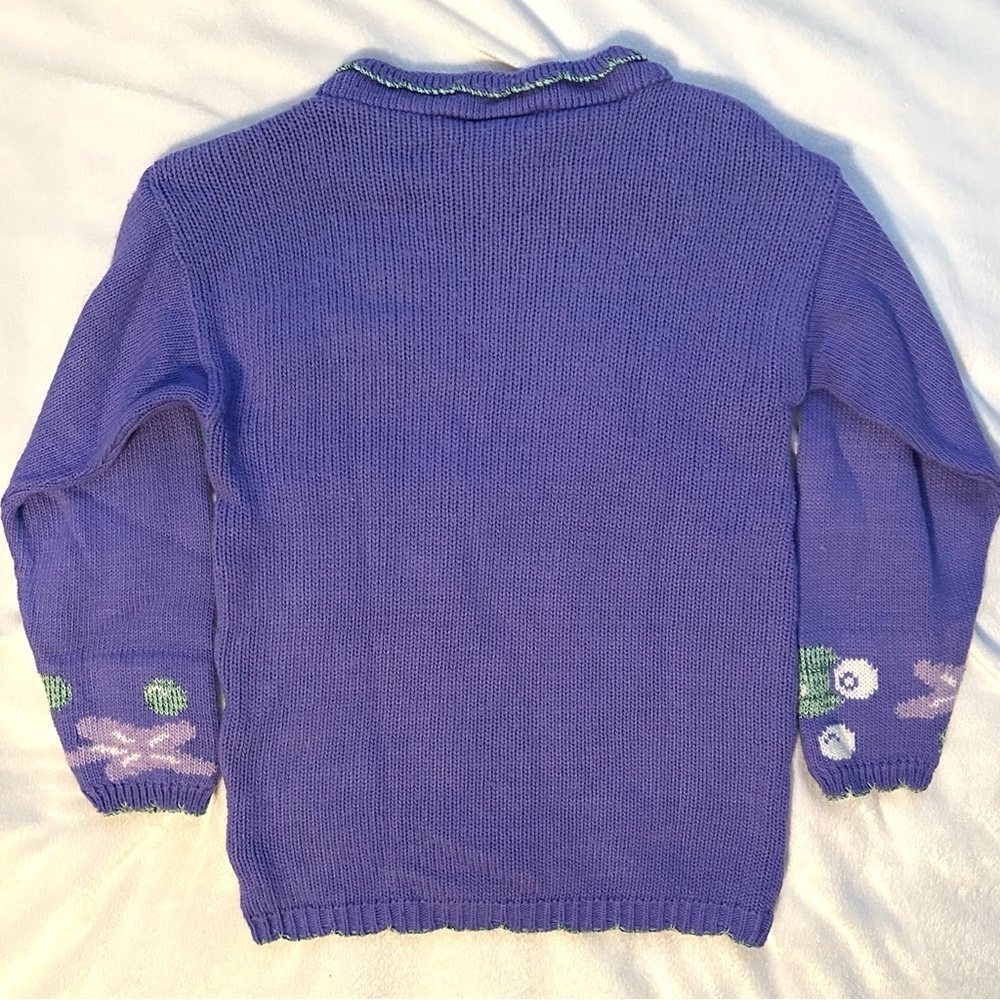 Vintage 90s Disney Ariel The Little Mermaid Knit Sweater 6X Girls Youth Purple - Picture 2 of 6